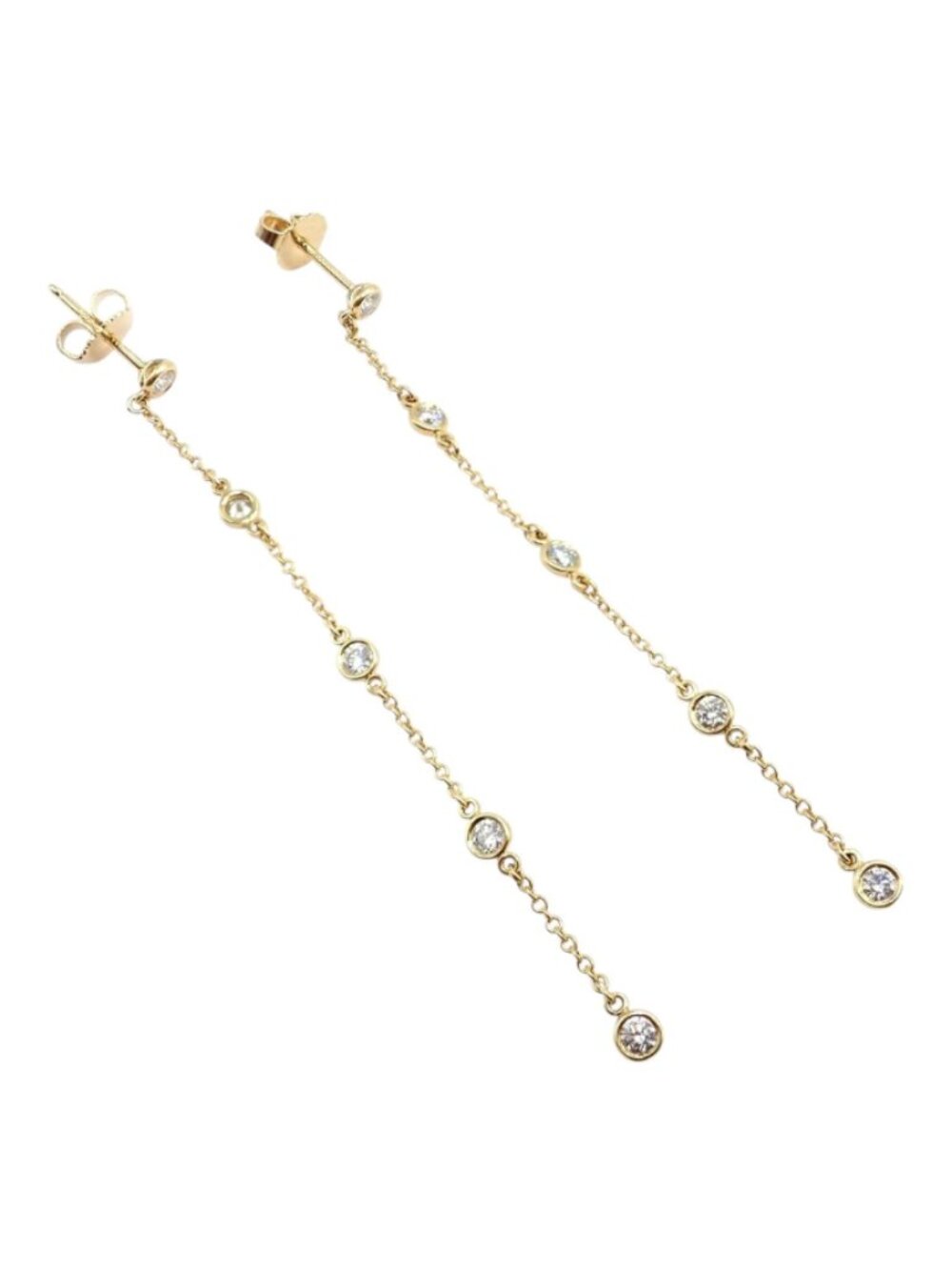 Rare! Tiffany & Co 18k Yellow Gold Peretti 10 Diamond By The Yard Drop Earrings